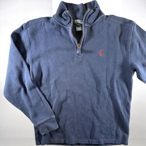 Polo Ralph Lauren 1/4 Zip Pullover Sweatshirt Navy Blue Red Pony Youth XL 18-20
